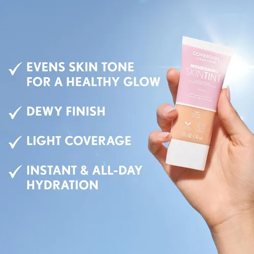 Miniatura 8 de COVERGIRL Clean Fresh Tinte para piel nutritivo, 550 Claro/Medio, base líquida, acabado húmedo, infundido con coco y aloe, fórmula vegana 550