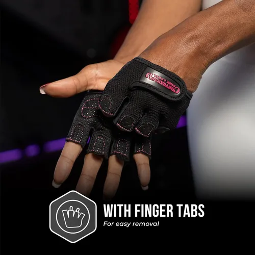 Miniatura 7 de Contraband Pink Label 5537 Guantes de levantamiento de peso para mujer MICRO con acolchado de silicona Grip-Lock (par) - Guantes medio dedos