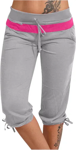 Miniatura 19 de Pantalones capri para mujer, estilo casual, de verano, elásticos, de cintura alta, pantalones de yoga, ajuste atlético, pantalones deportivos