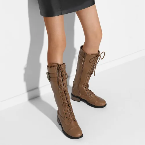 Miniatura 6 de DREAM PAIRS - Botas de poliuretano a la rodilla para mujer, estilo de equitación o combate