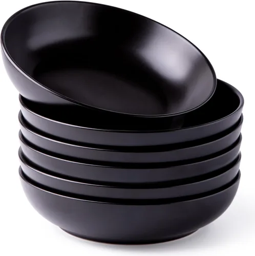 Miniatura 9 de AmorArc Juego de 4 cuencos de cerámica para pasta de 8.5 pulgadas, cuencos grandes de 32 onzas para cocina, cuencos anchos para pasta, ensalada