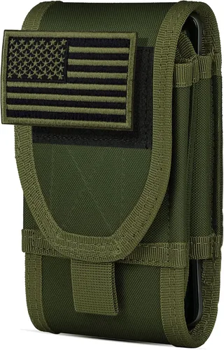 Miniatura 11 de Funda de teléfono de doble capacidad, bolsa táctica Molle para cinturón con parche de bandera para iPhone 17 Pro Max/16 Pro Max/16Pro/15ProMax/14