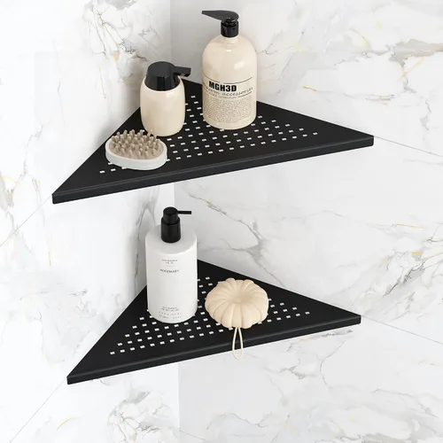 Miniatura 16 de Qeke Estante de Esquina para Baño, Estante de Ducha Empotrado de 10" Organizador, Estante de Acero Inoxidable SUS304 Montaje en Pared Triangular