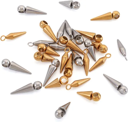 Miniatura 8 de 150 dijes de cuentas con forma de espiga, estilo tibetano, forma de cono de bala larga, para manualidades, collares, aretes, joyería