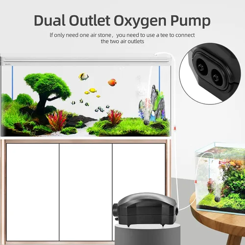 Miniatura 5 de Aquarium Air Pump Single Outlet/Dual Outlet Adjustable Aerator with Accessories for 10-100 Gallon Fish Tank