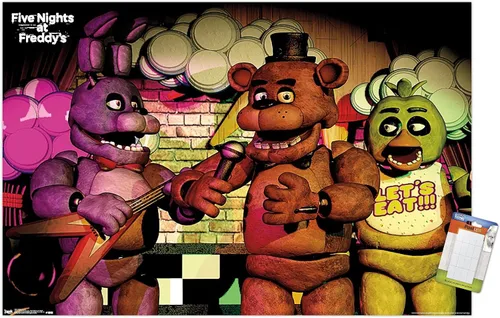 Miniatura 16 de Trends International Five Nights at Freddy's - Póster de pared de banda, 14.725 x 22.375 pulgadas, versión enmarcada de madera de granero
