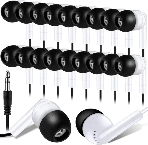 Miniatura 16 de Kanayu Paquete de 100 auriculares con cable a granel para aulas, auriculares básicos para estudiantes, sin micrófono, con conector de 0.138 in