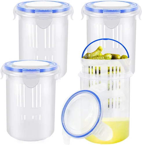 Miniatura 8 de 2 piezas de frascos para pepinillos con colador, frasco grande para pepinillos de 45 oz a prueba de fugas con tapa Lock It, contenedor