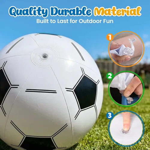 Miniatura 3 de LovesTown 3 pelotas de fútbol inflables, bolas de playa grandes de 12 pulgadas para decoraciones de fiesta de fútbol, recuerdos de fiesta