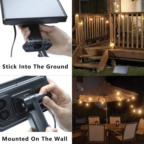Miniatura 6 de SUNTHIN - Cadena de luces solares de 24 pies, luces solares recargables por USB para exteriores con bombillas LED impermeables e inastillables