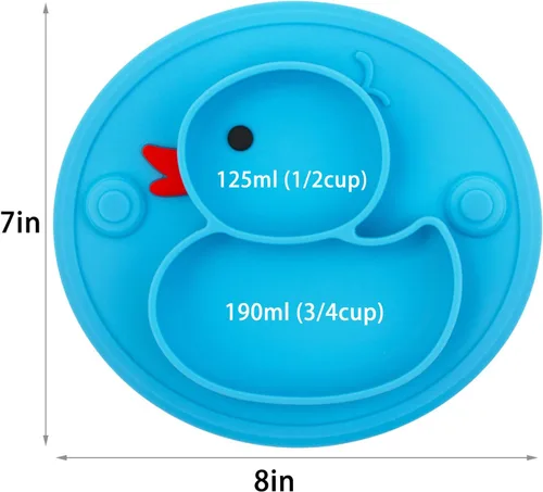 Miniatura 6 de Plato dividido de silicona para bebés, plato portátil antideslizante para alimentación infantil con ventosa para niños, bebés y niños, sin BPA, apto