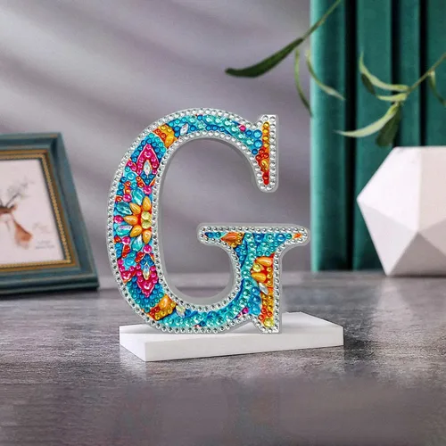 Miniatura 12 de YOYA Letras de Artesanía de Madera con Arte de Diamantes 5D de 6 Pulgadas para Decoración de Pared, Kits de Arte de Diamantes de Letras de A