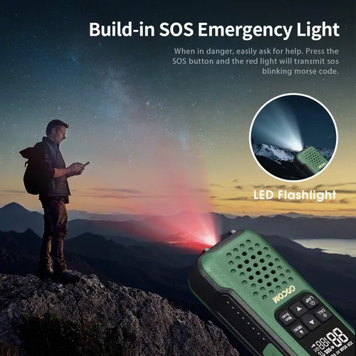 Miniatura 6 de GOCOM G9 Walkie Talkie impermeable para adultos de largo alcance, radio flotante portátil de dos vías, alerta meteorológica NOAA, SOS, linterna