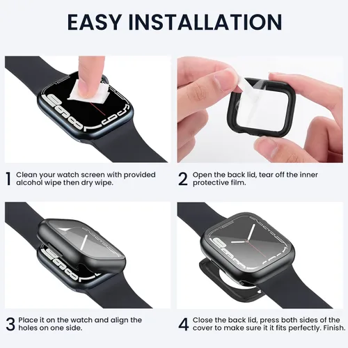 Miniatura 7 de Tensea - Funda protectora de pantalla impermeable para Apple Watch (2 en 1) para Apple Watch Serie SE 7, 5, 4, accesorios de 41 mm, iWatch protector