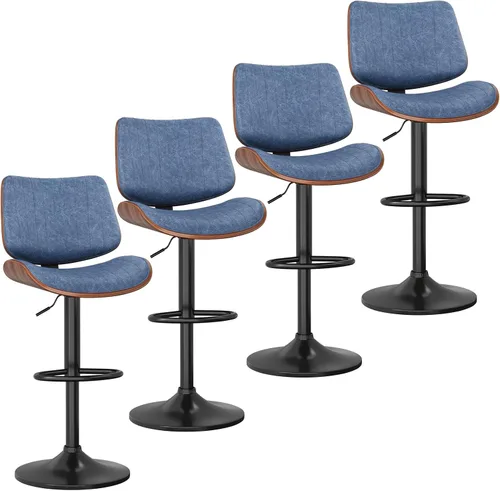 Miniatura 36 de YaFiti Adjustable Bar Stools, Modern Swivel PU Leather Counter Height Chairs with Backrest, Armless Kitchen Island Stools, Black 1 PCS