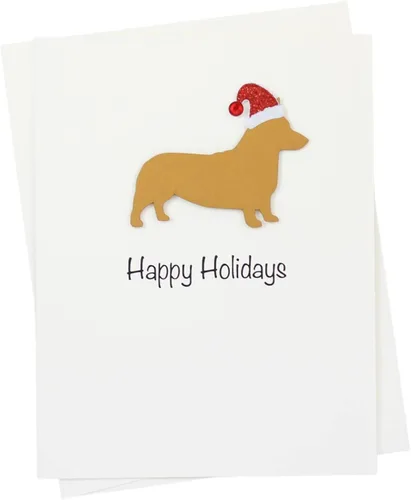 Miniatura 16 de Black Doodle Bernedoodle - Tarjetas de Navidad (10 unidades), hechas a mano, base blanca, perro con sombrero de Papá Noel Negro
