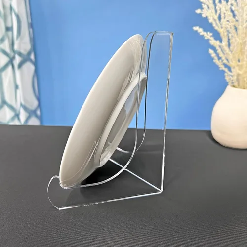 Miniatura 4 de Plymor Caballete de ángulo de acrílico transparente de 60 grados con repisas de soporte poco profundas, 6 pulgadas de alto x 4.5 pulgadas de ancho x