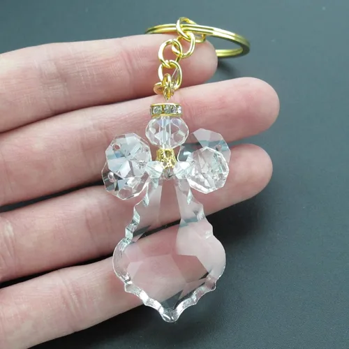 Miniatura 3 de 12 llaveros de ángel de cristal para bautismo, primera comunión, confirmación, boda, dulce 15
