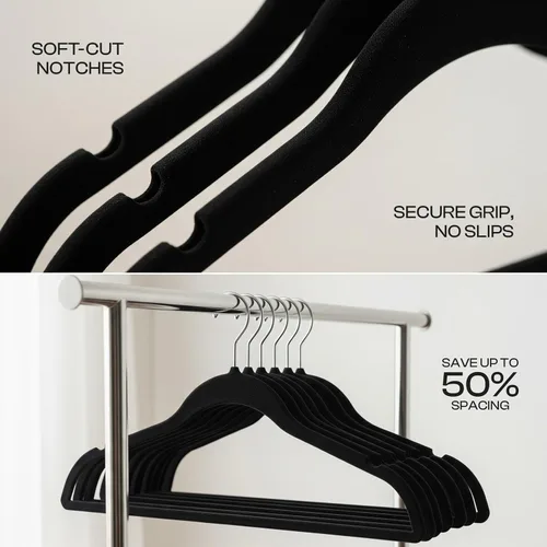 Miniatura 9 de Utopia Home Velvet Hanger - Paquete de 100 perchas delgadas antideslizantes de lujo para pantalones y abrigos, perchas fuertes que ahorran espacio