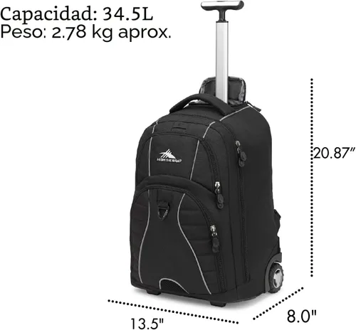 Miniatura 3 de High Sierra Freewheel Mochila con ruedas para laptop, Negro, Tamaño único