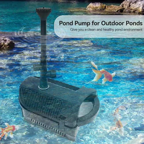 Miniatura 9 de Bomba de fuente de agua grande de 790 GPH/60W, kits de fuente de bomba de estanque para exteriores, equipo de estanque con 3 opciones de boquilla