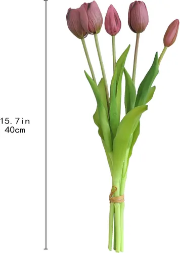 Miniatura 2 de 10 tulipanes artificiales de tacto real, tulipán de látex, tulipanes de plástico artificiales, ramo de flores falsas para mesa de comedor, hogar