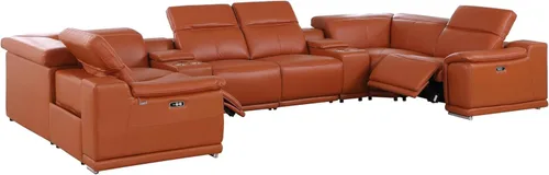 Miniatura 77 de BlackJack Furniture Venice - Juego de sofá reclinable seccional de cuero italiano de grano superior de 12 piezas con 4 reclinables eléctricos