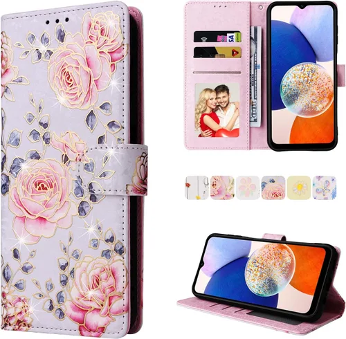 Miniatura 9 de UEEBAI Funda tipo billetera para Samsung Galaxy A16 4G/5G, cubierta de cuero PU con soporte, bloqueo RFID, funda flip con ranuras para tarjetas