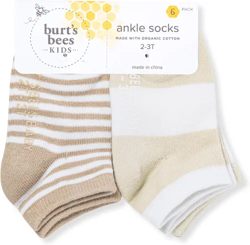 Miniatura 2 de Burt's Bees Baby Calcetines unisex para bebé, altura hasta el tobillo o tripulación, hechos con algodón orgánico suave, 6 paquetes con agarres