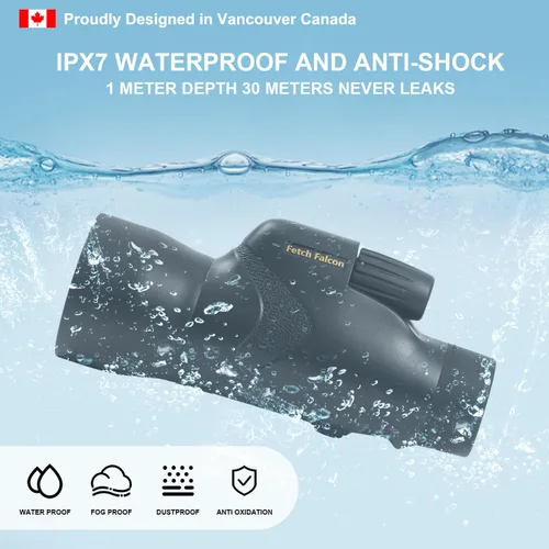 Miniatura 2 de Fetch Falcon Monoculars 12x50 IPX7 Impermeable BAK4 FMC ED Nitrógeno Lleno de Nitrógeno con adaptador de teléfono, trípode, correa de mano