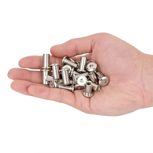 Miniatura 4 de Juego de 25 tornillos de metal para muebles M6x15mm Silver para muebles, juego de brocas hexagonales métricas, tornillos de cubierta de metal
