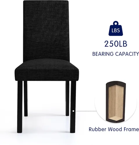 Miniatura 7 de CHUN YI Juego de 2 sillas de comedor tapizadas, sillas de comedor de tela con patas de madera maciza, sillas Parson modernas para cocina