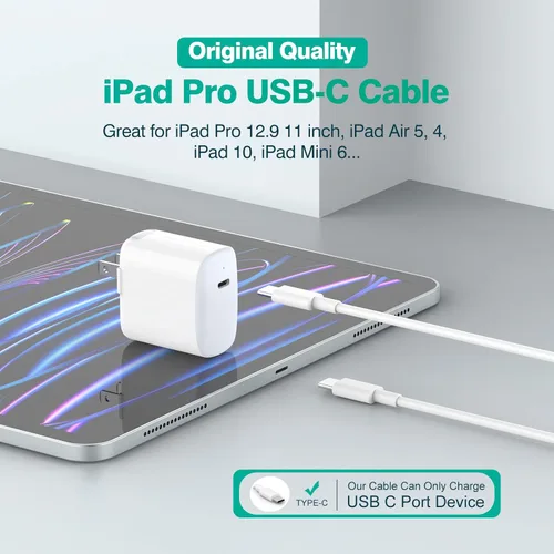 Miniatura 3 de Cable USB C a USB C (paquete de 2, 6.6 pies) para MacBook Air/Pro Charger, iPad Pro de 12.9/11 pulgadas, iPad Air 5/4, Mini 6, iPhone 17/16/15