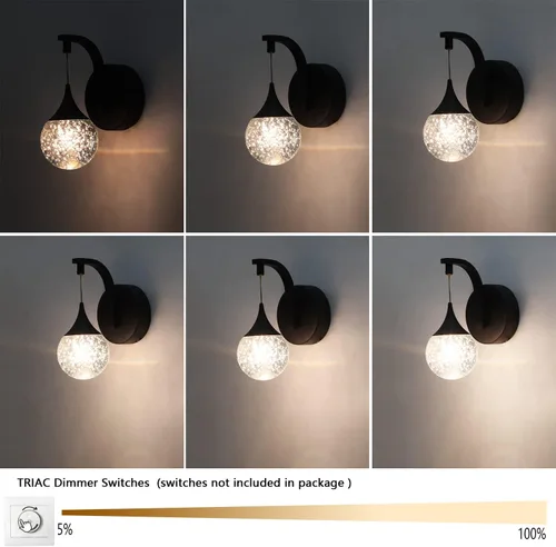 Miniatura 6 de Sedelan Lámpara de pared moderna para interiores, apliques de pared de cristal de burbujas, lámpara LED regulable de 5 W para sala de estar, Negro