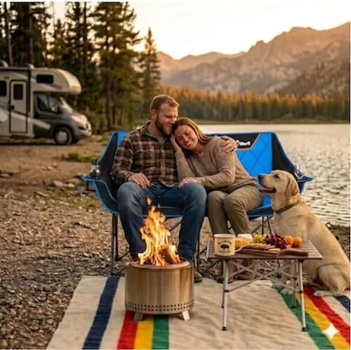 Miniatura 2 de EMERIT Silla de Camping Doble Extra Grande Acolchada para Adultos, Sillón Plegable Resistente para Exterior, Camping, Playa, Césped, Concierto 650LB