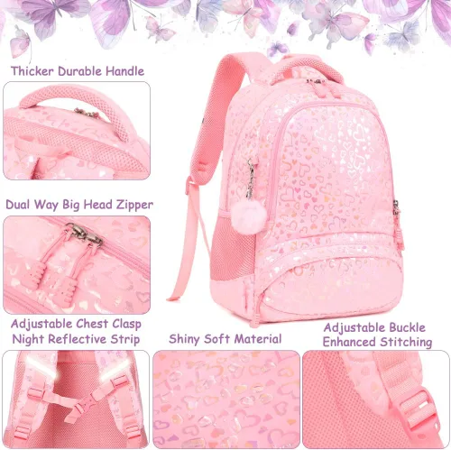 Miniatura 56 de Juego de mochila para niñas y adolescentes, mochila escolar para niños con bolsa para el almuerzo, estuche para lápices, mochilas escolares
