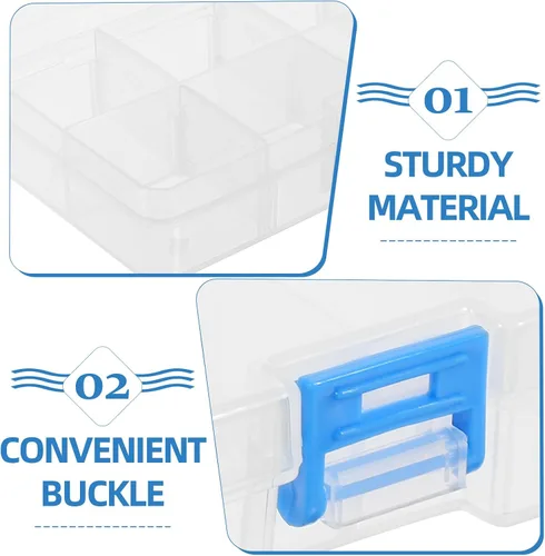Miniatura 7 de Healifty Caja de herramientas transparente para arte de uñas, organizador de 8 ranuras con tapa, estuche de almacenamiento de manicura de plástico
