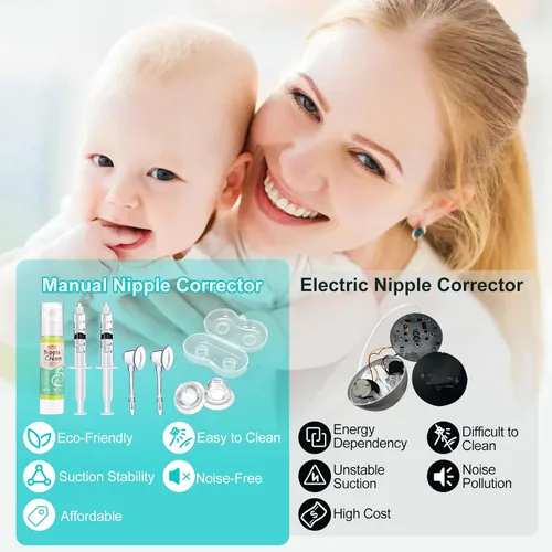 Miniatura 8 de Kit de corrección de pezones invertidos con dispositivo de succión de niplette, chupones de pezones para presión y crema orgánica, corrector