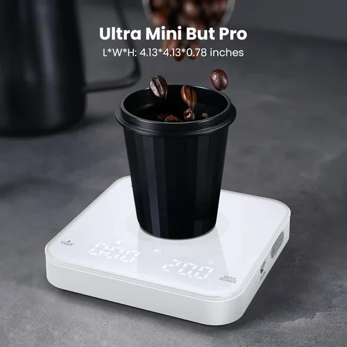 Miniatura 2 de Maestri House Mini báscula de café con temporizador, báscula de espresso recargable USB-C, báscula precisa de 2kg/0.1g para espresso y café por