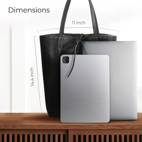 Miniatura 2 de Bolso de mano italiano de piel auténtica para mujer, con cremallera, grande, alto, suave, sin forro, para compras, trabajo, viajes