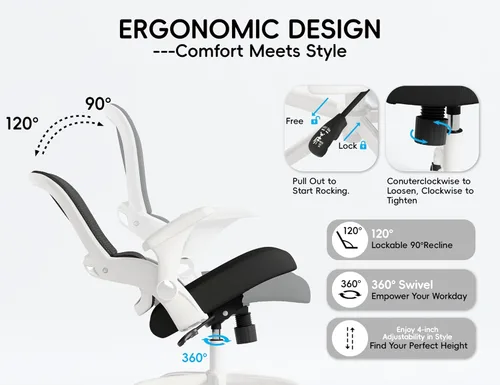 Miniatura 8 de TRALT Silla de oficina – Silla de oficina ergonómica con soporte trasero, sillas de escritorio de oficina en casa, asiento ancho de 330 libras