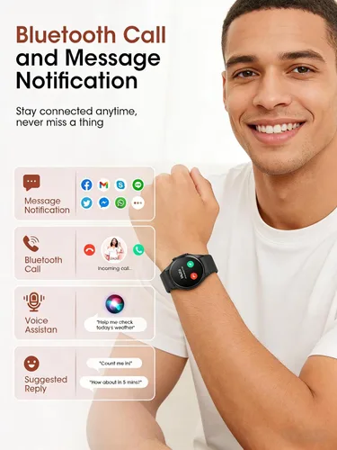 Miniatura 5 de Relojes inteligentes para hombres/mujeres, reloj inteligente Bluetooth de 1.26 pulgadas con monitor de frecuencia cardíaca, SpO2/sueño, más de 110