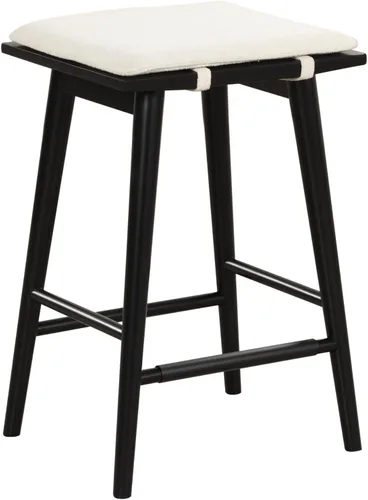 Miniatura 6 de Nathan James Barker Taburete de bar de altura de mostrador de madera maciza con cojín tapizado, taburete de isla sin respaldo con patas de madera