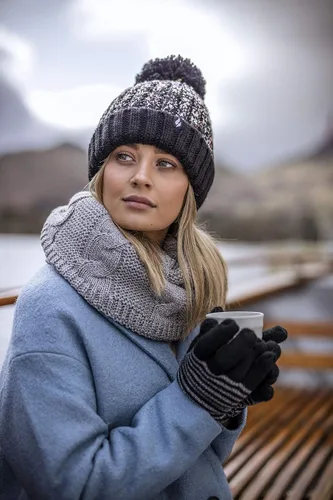 Miniatura 5 de HEAT HOLDERS - Elegante sombrero de punto para mujer con forro polar grande con pompones