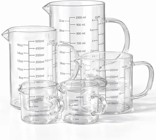 Miniatura 14 de 77L Taza medidora de vidrio, [escala de medición doble cara, mango aislado, pico en forma de V], taza medidora de vidrio de borosilicato alto