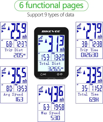 Miniatura 2 de GPS Ordenador de Bicicleta Inalámbrico con Inicio/Parada Automática y Retroiluminación Automática, Bicicleta Odómetro IPX7 Resistente al Agua MPH