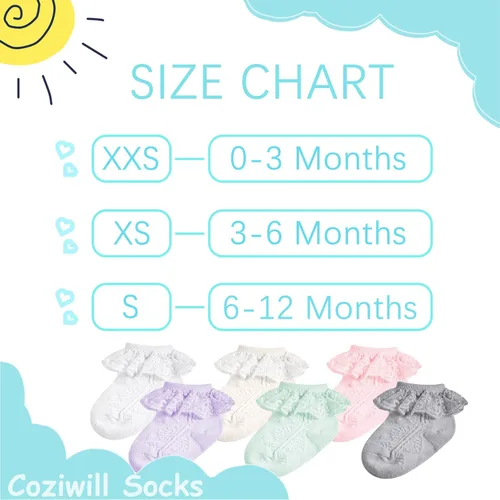 Miniatura 7 de Calcetines de encaje para bebé niña, con volantes, lindo vestido de princesa para recién nacido, 0-33-66-1212-24 meses, paquete de 56