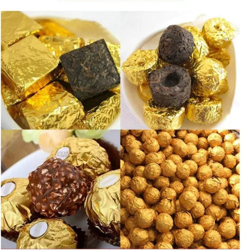 Miniatura 4 de 500pcs Golden Chocolate Candy Foil Candy Wrappers Papel de aluminio para papel de embalaje de papel de embalaje de papel de aluminio