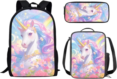 Miniatura 19 de Paquete de 3 bolsas escolares con estampado de bandera estadounidense para niños, mochila de gran capacidad para laptop, con cremallera, estuche
