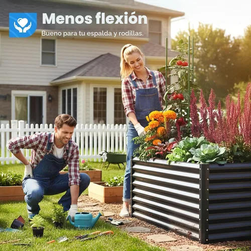 Miniatura 4 de Quictent Jardinera elevada galvanizada de 6 x 3 x 2 pies, maceta de metal sin fondo para patio trasero al aire libre, incluye 1 jaula de tomate Gris